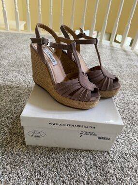 Steve Madden P Radley pink suede espadrille wedges size 7